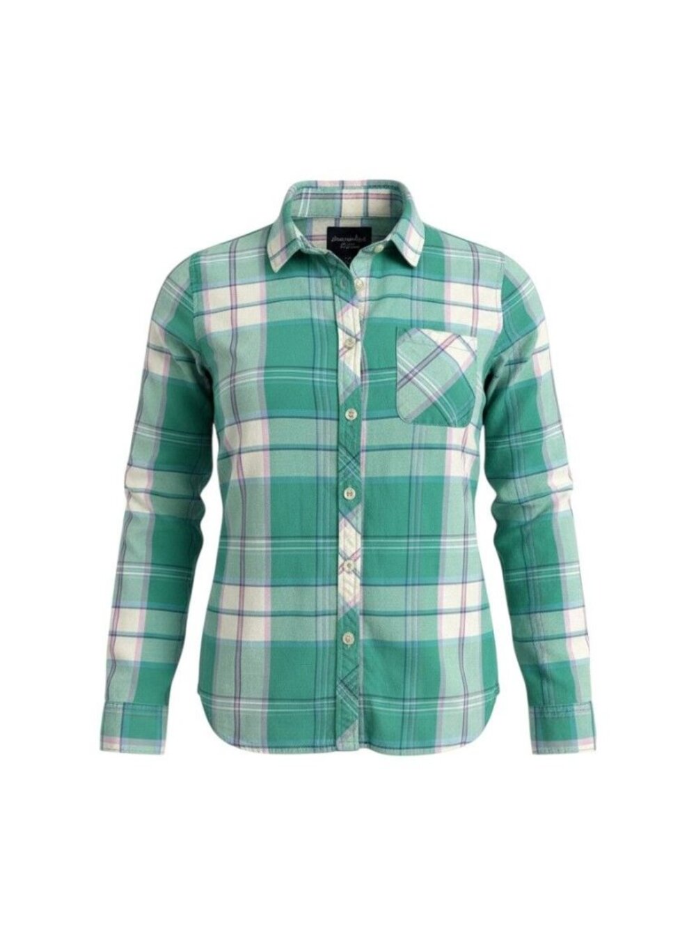 American Eagle Juniors Green Plaid Long Sleeve Button-Down Shirt M